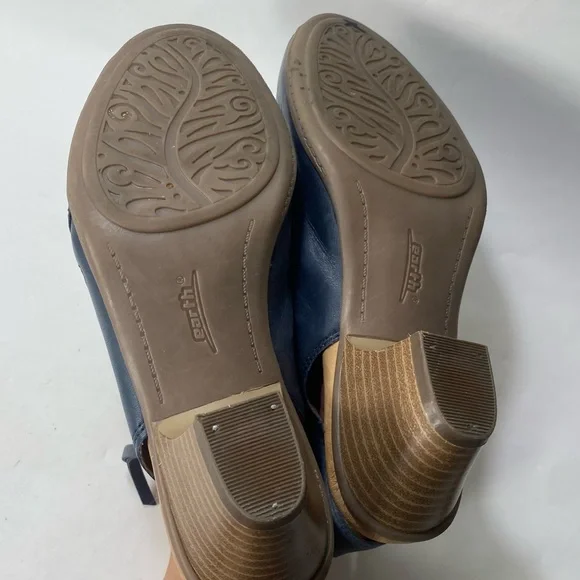 Earth Kristy Admiral Blue Leather Heel Zipper Velcro Sandals 7.5 B - Picture 14 of 16